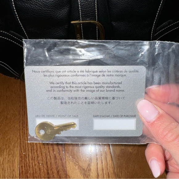 VINTAGE DIOR BLACK SADDLE BOWLER BAG WITH CARD AND KEY - Picture 9 of 9